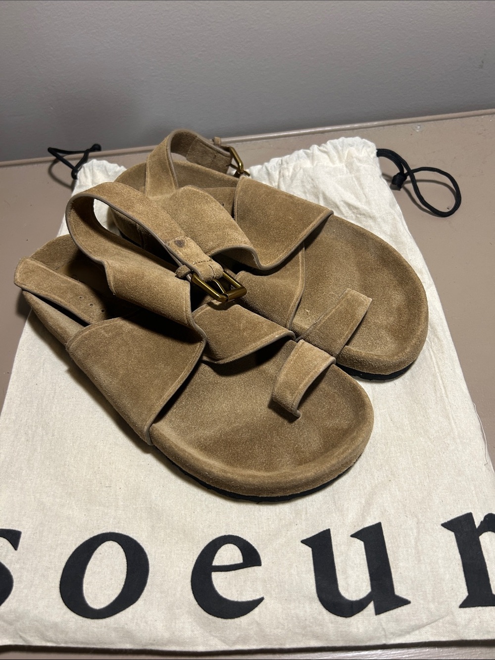 Soeur Suede Sandals in Brown